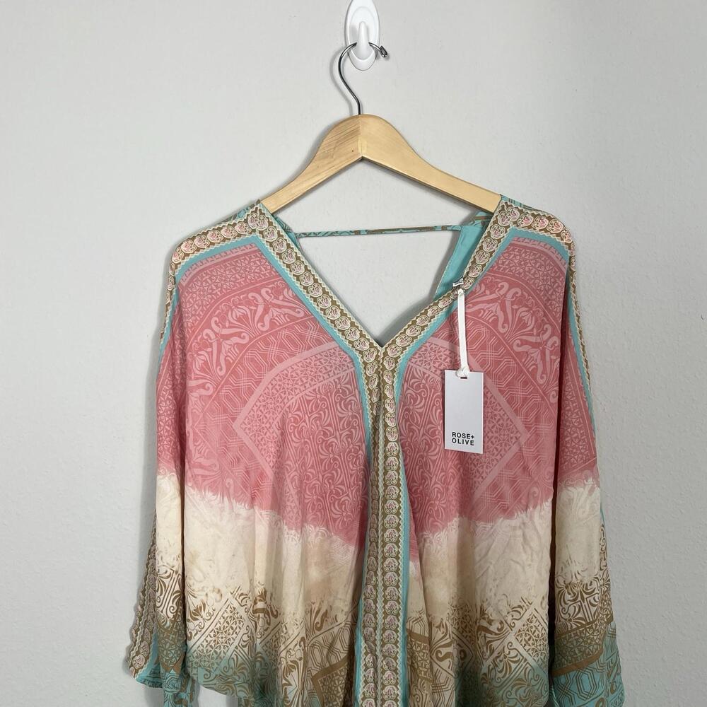 Rose & Olive Pink and Teal Women's Top - Picture 3 of 8